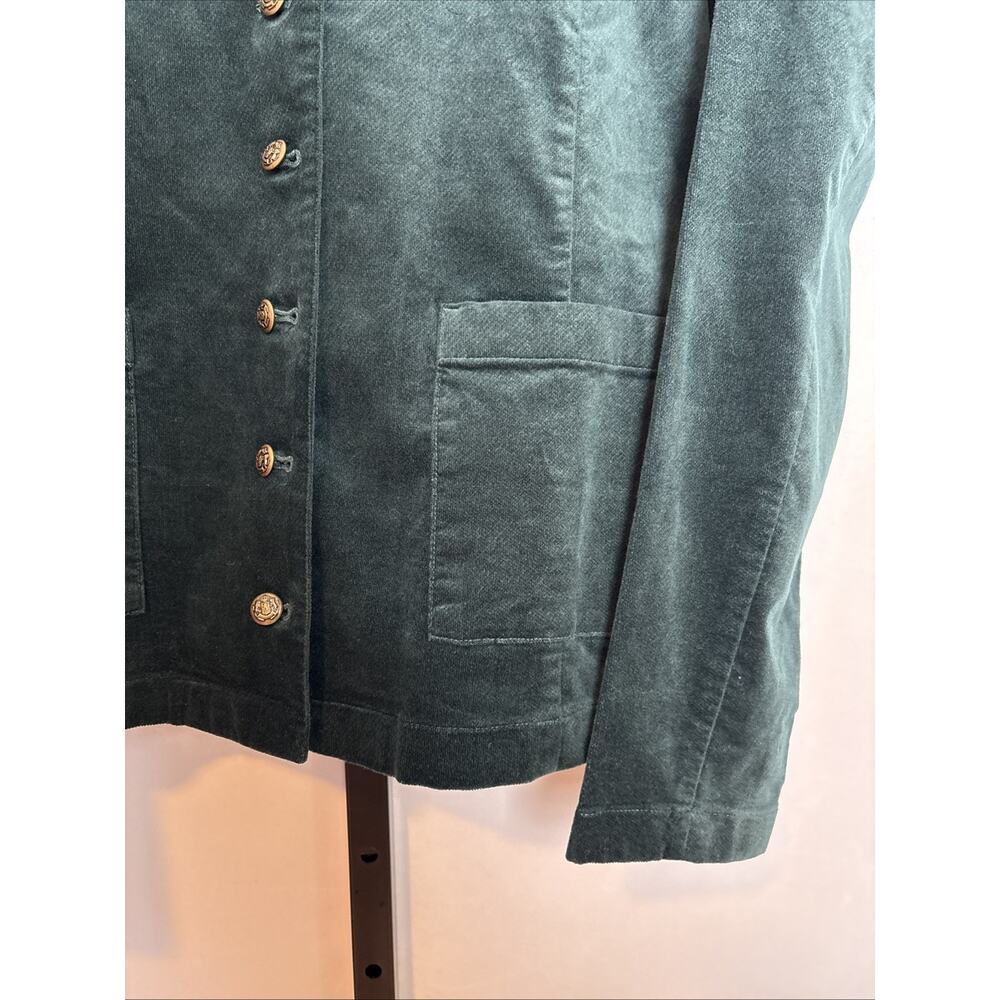 NEW J. Jill Green Blazer Jacket Womens Medium Tall Bronze Buttons Pockets Cotton - Picture 3 of 10